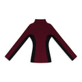 BURGUNDY MIX MEDIA TIGHT KNIT BLOUSE