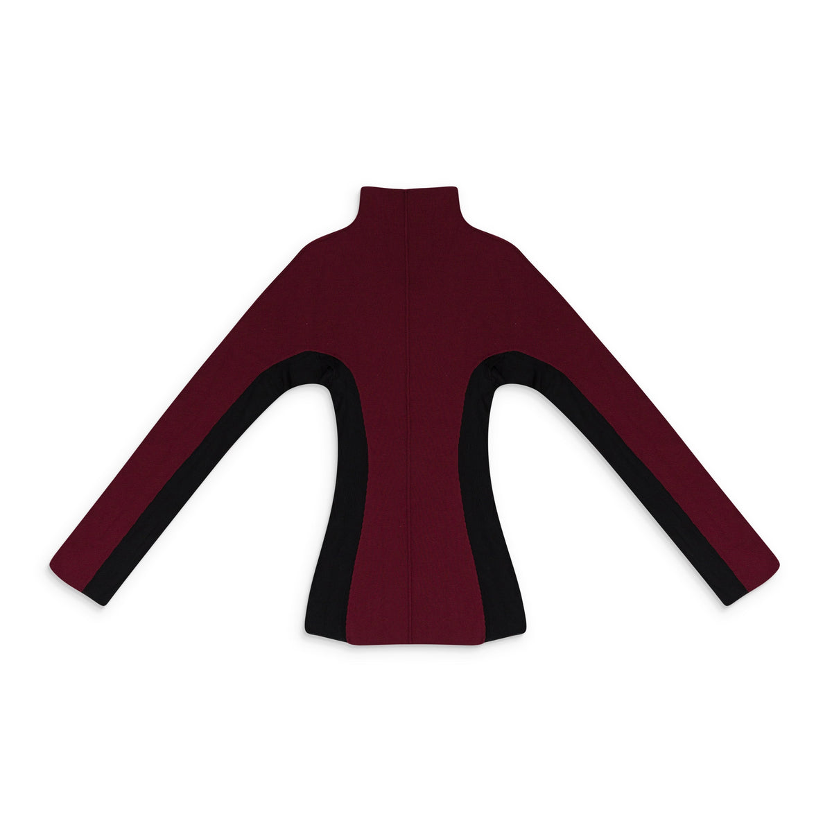 BURGUNDY MIX MEDIA TIGHT KNIT BLOUSE