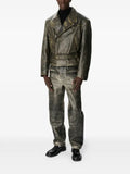 Marine Serre Moon belted leather biker jacket