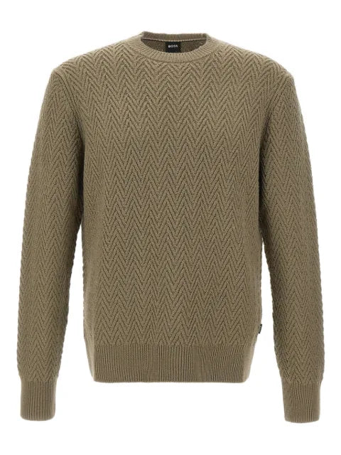 BOSS H-Hitalo herringbone round-neck sweater