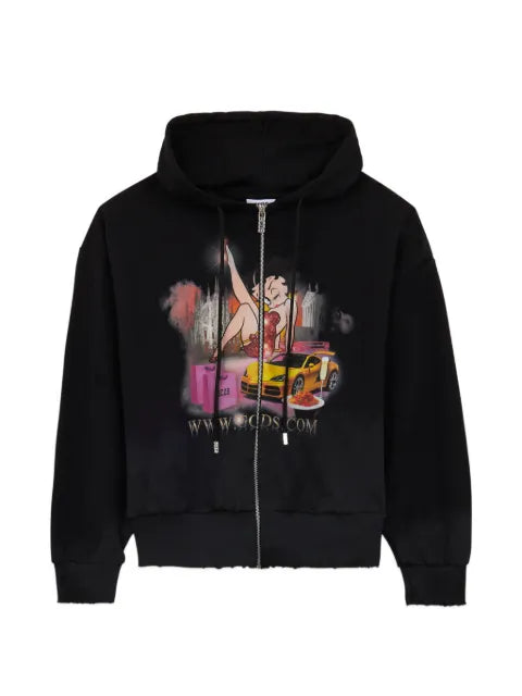 GCDS x Betty Boop zip-up cotton hoodie
