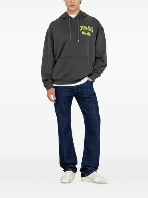 Diesel cotton hoodie with flocked graphics