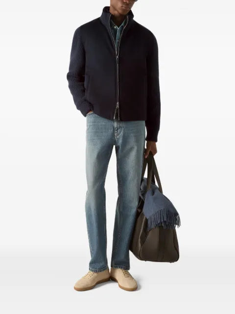 Zegna navy blue Oasi cashmere full-zip cardigan