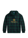 Polo Ralph Lauren plaid embroidered-crest hoodie