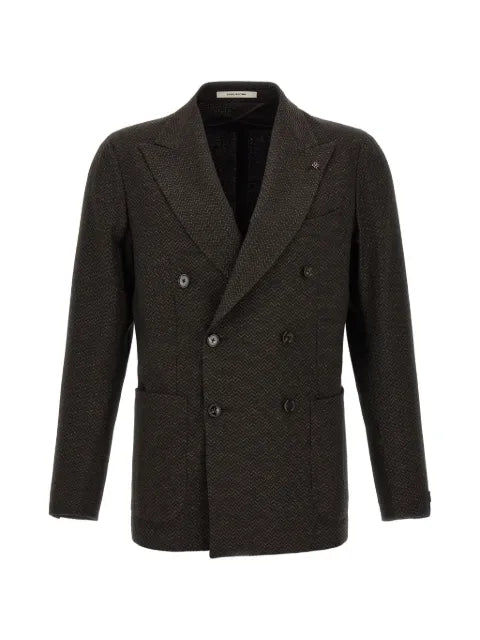 Tagliatore Montecarlo herringbone double-breasted blazer