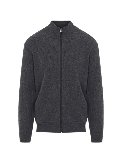 Canali ribbed-knit zip-up cardigan
