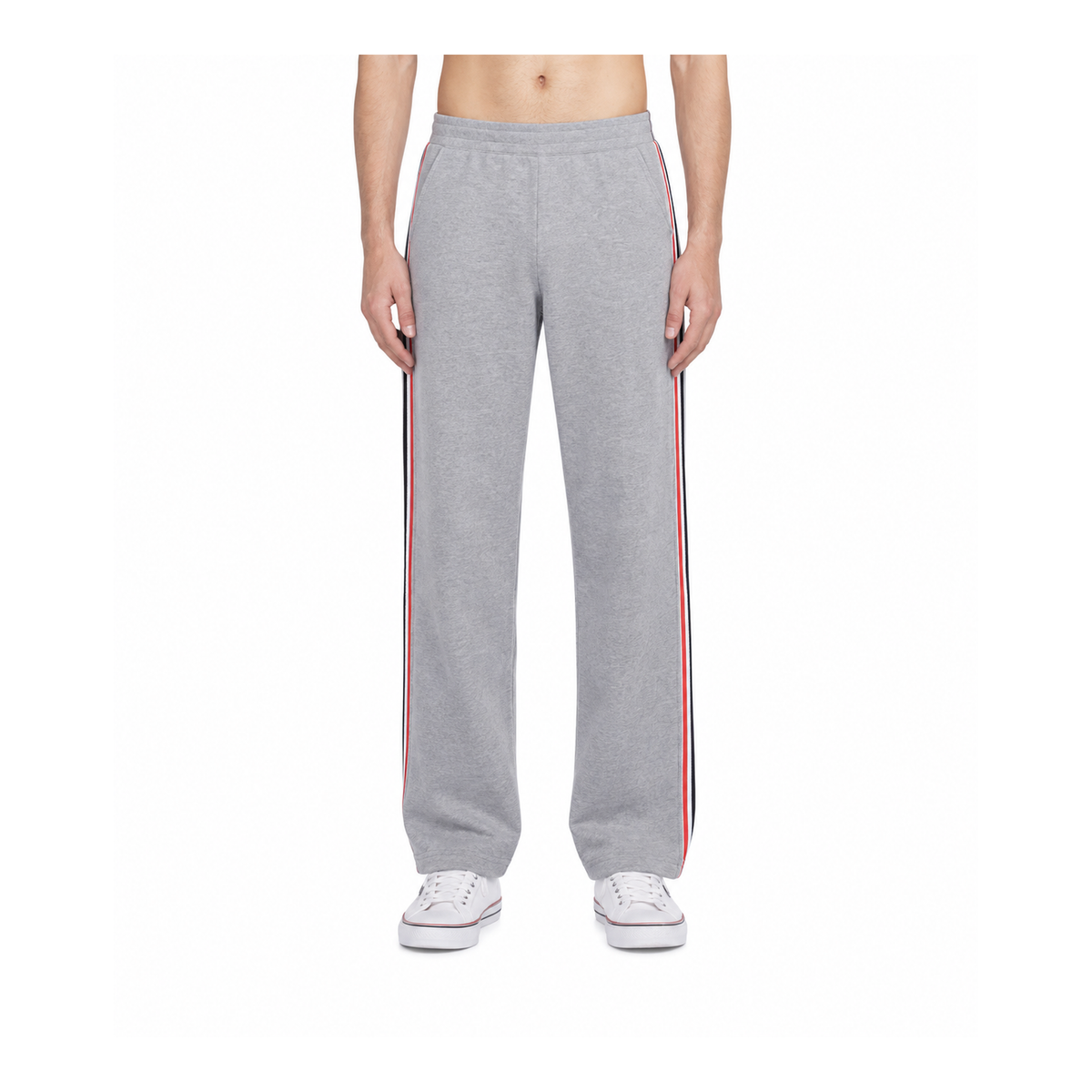 Thom Browne Style Unisex side Side-Stripe loose straight trousers