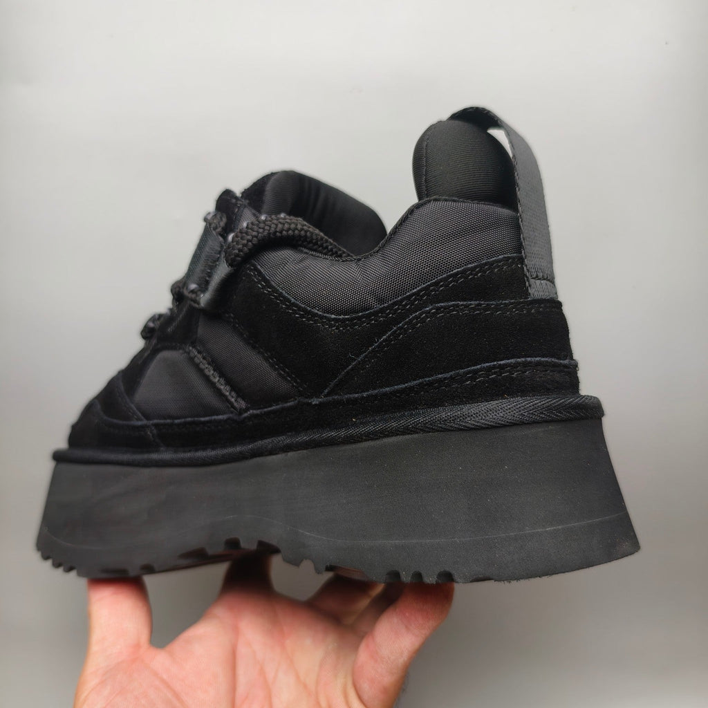 Black Chunky Sole Dad Sneakers — Lace-Up | New Arrival | In Stock