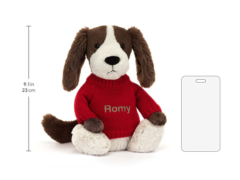 Bashful Fudge Puppy with Personalized Red Jumper