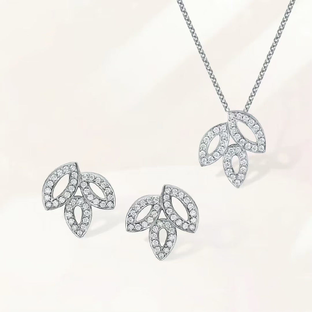 Harry Winston Style Three-Leaf Clover Cubic Zirconia 18K Gold-Plated Earrings