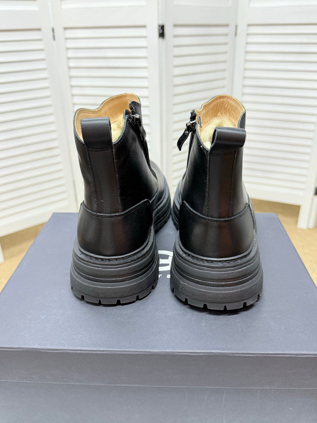 UGG Black Leather Side-Zip Boots