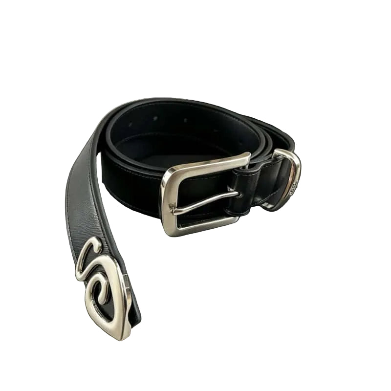 Stussy Genuine Leather Belt Metal Spiral Tail Tip Cleanfit Accessory