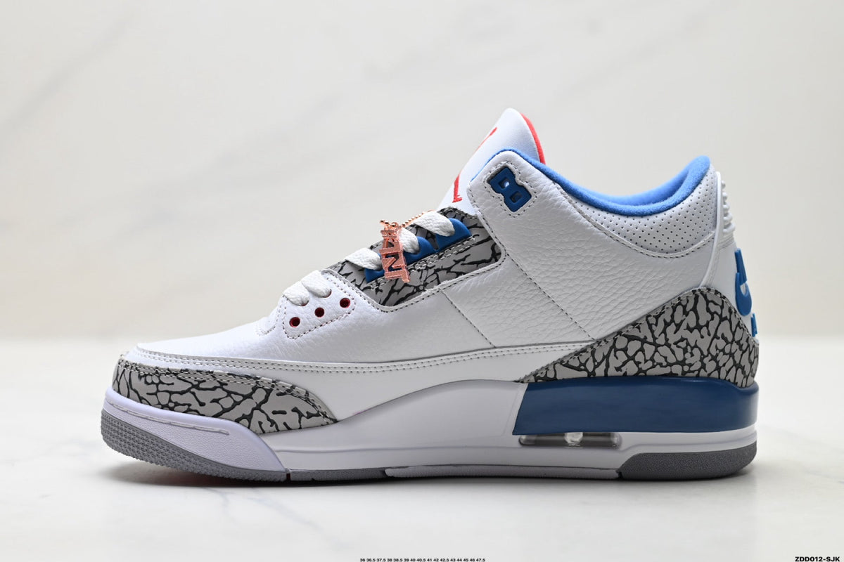 Air Jordan 3 Retro White Royal Blue Cement Sneakers