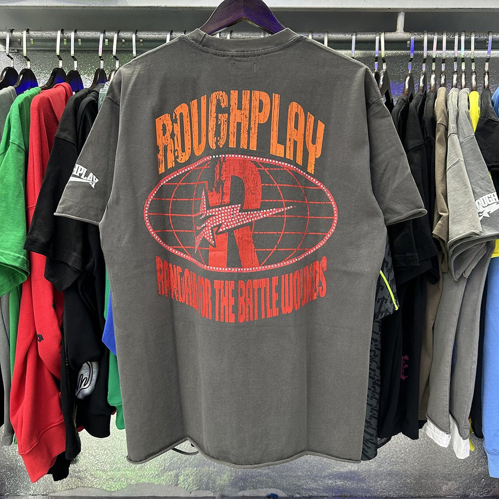 Rough Play Bunny Car Rhinestone Distressed T-Shirt
