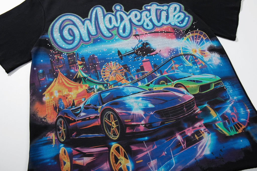 MAJESTIK Car Carnival Graphic T-Shirt