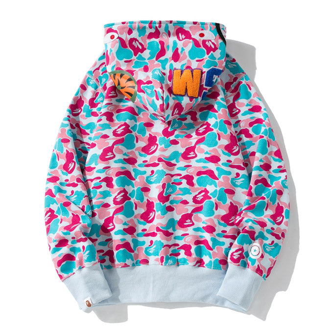 BAPE Miami City Pink Blue Camo Shark Hoodie