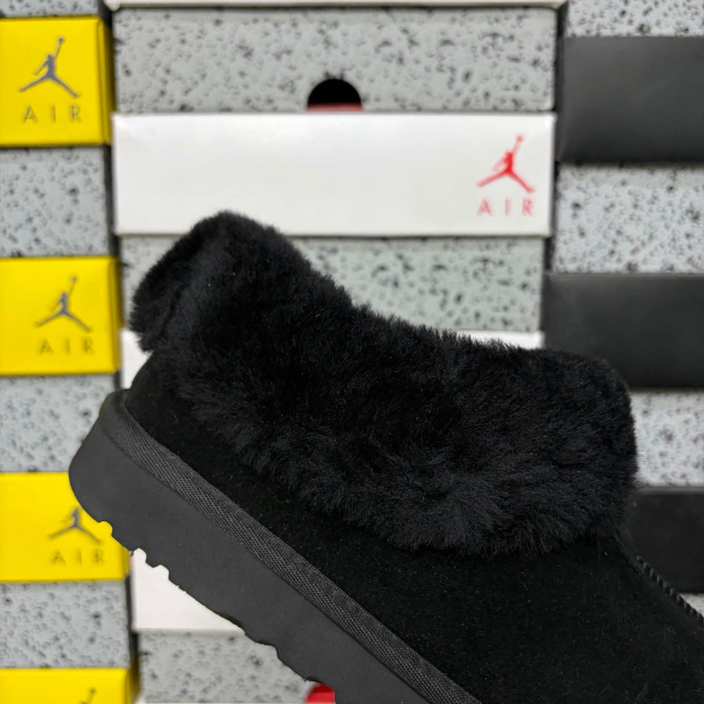 UGG Kallen Lace Slipper – Women’s Platform Suede Clog with Shearling Cuff in Black