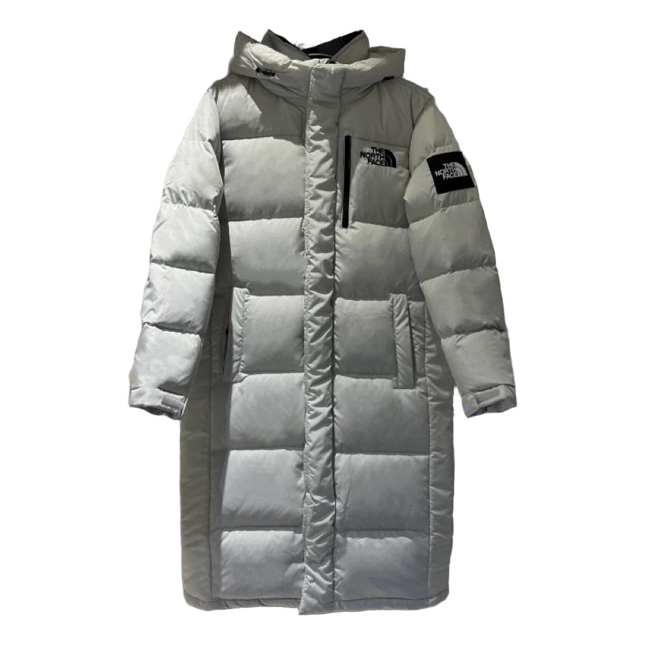 The North Face Color Block Hooded Long Puffer Coat | Grey | Women's Winter Coat
