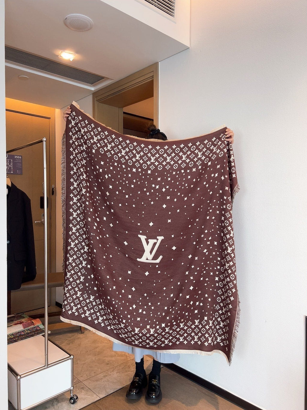 Louis Vuitton Brown Fringe Shawl