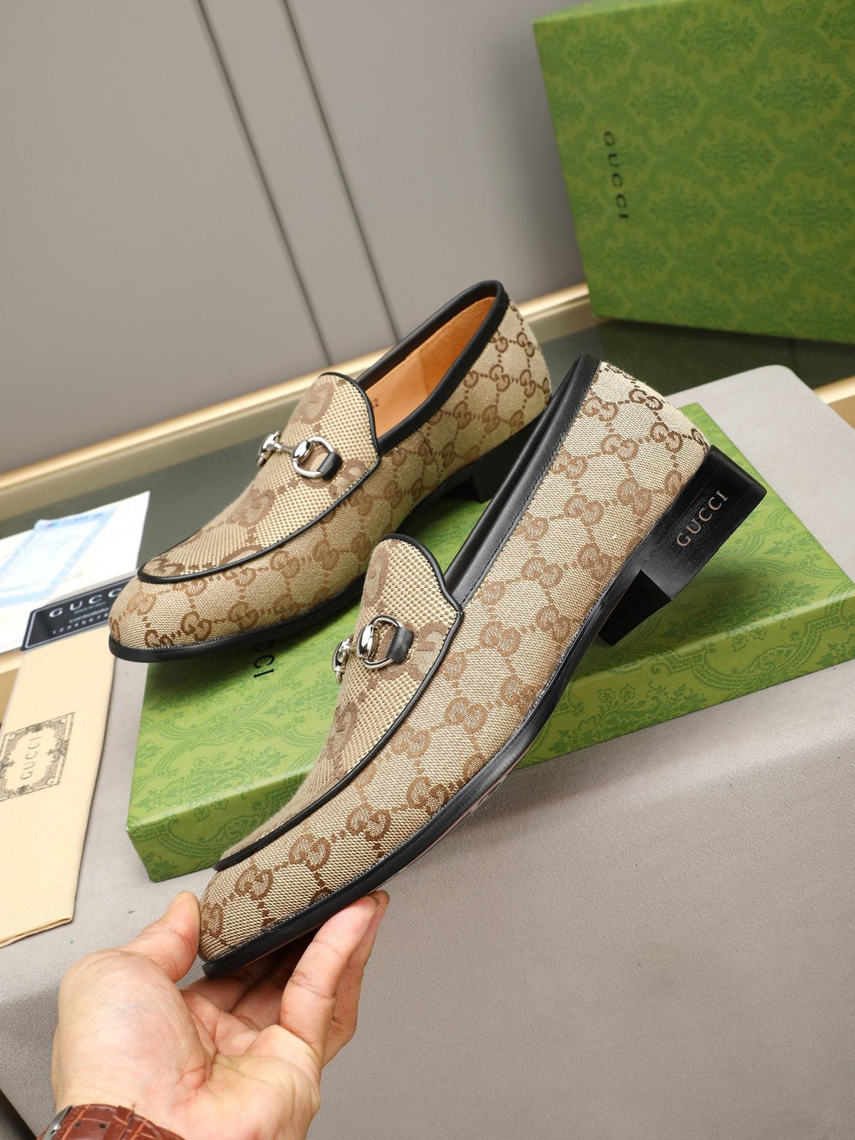Gucci Monogram Bit Loafers
