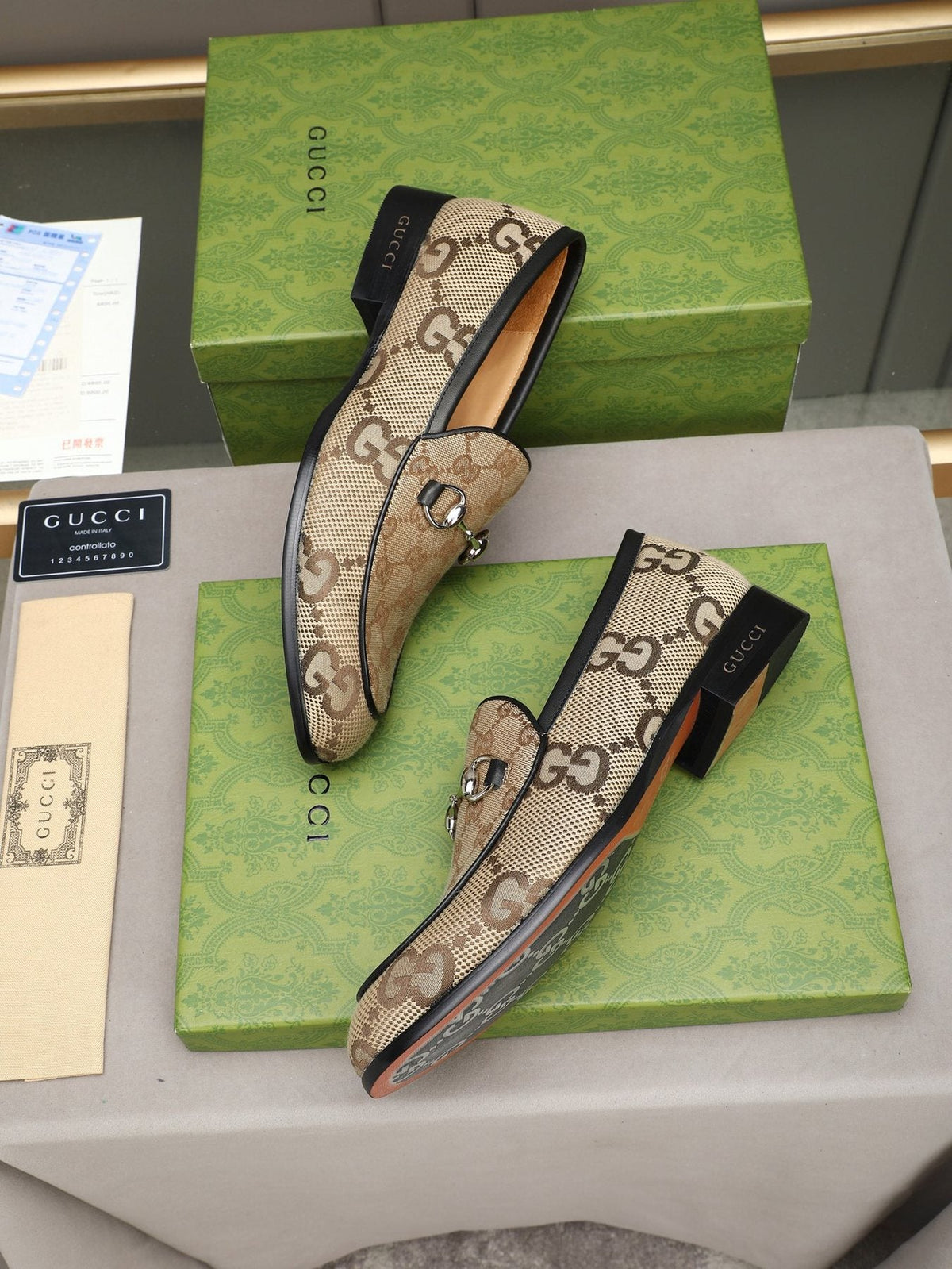 Gucci Monogram Bit Loafers