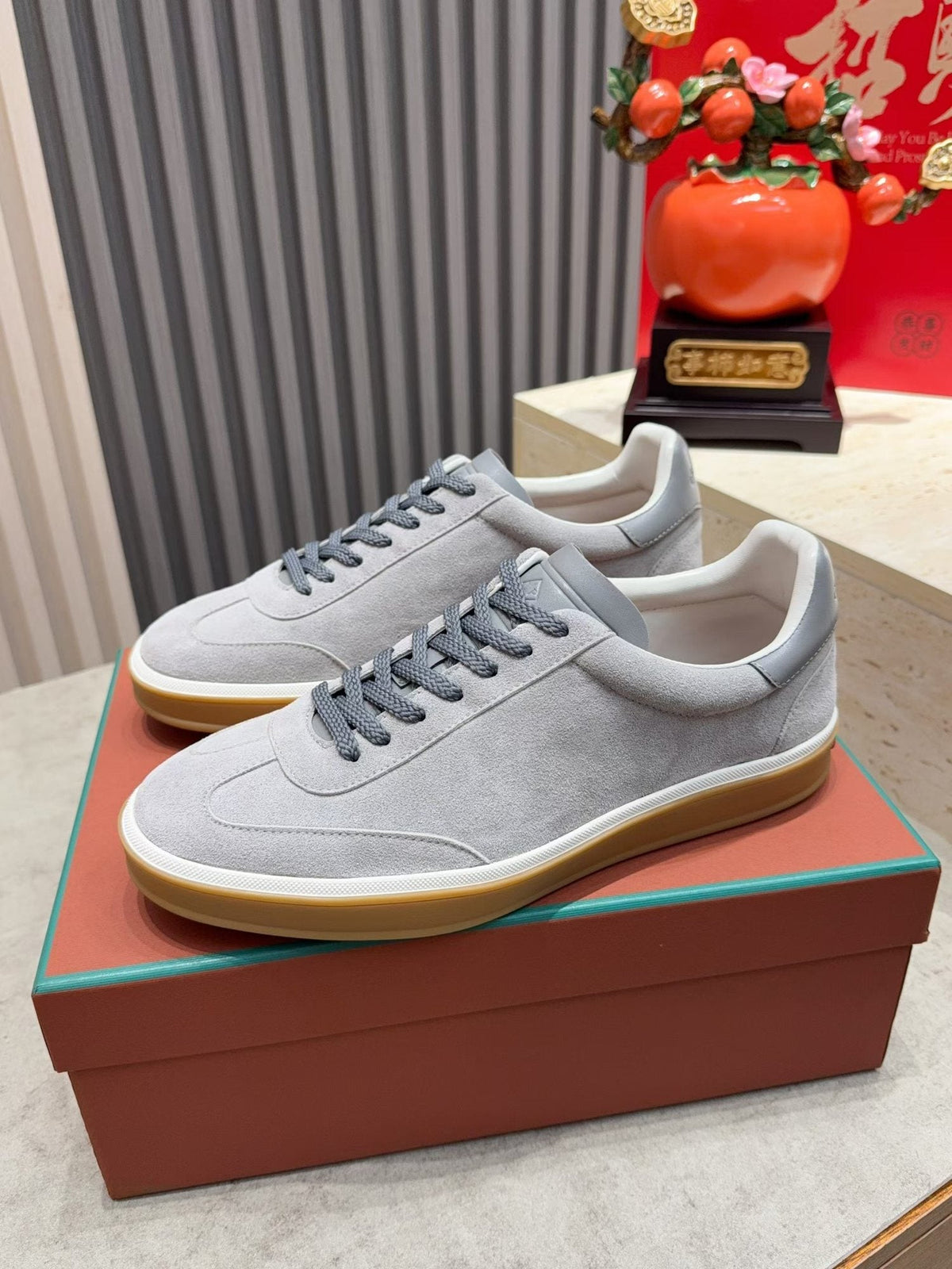 Loro Piana Tennis Walk Suede Low-Top Sneakers