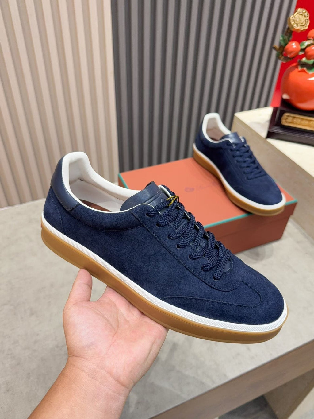 Loro Piana Tennis Walk Suede Low-Top Sneakers