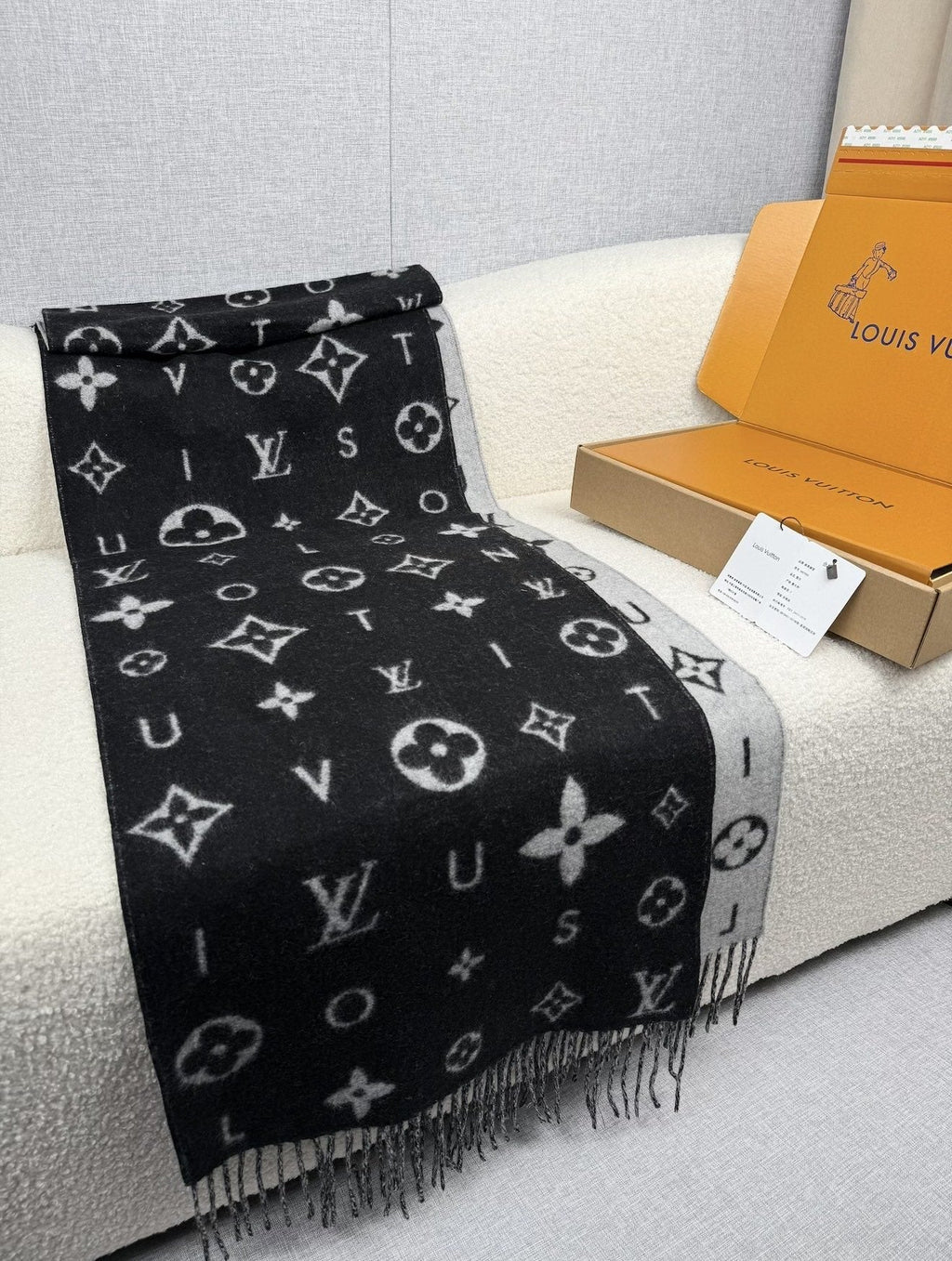 Louis Vuitton Reversible Monogram Fringed Scarf