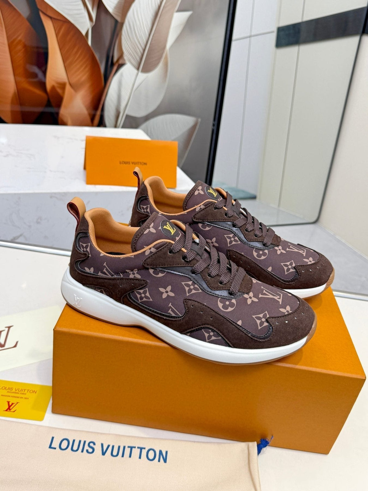 Louis Vuitton Men's Patterned Low-Top Sneakers - Patterned Overlay Details