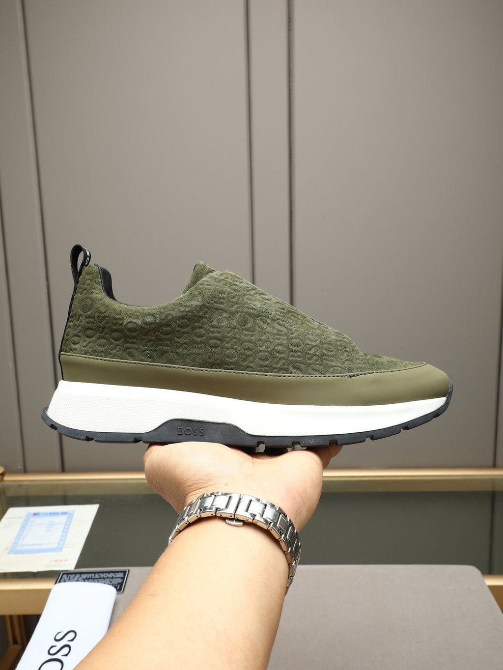 Hugo Boss Men's Textured Thick-Sole Slip-On Sneakers