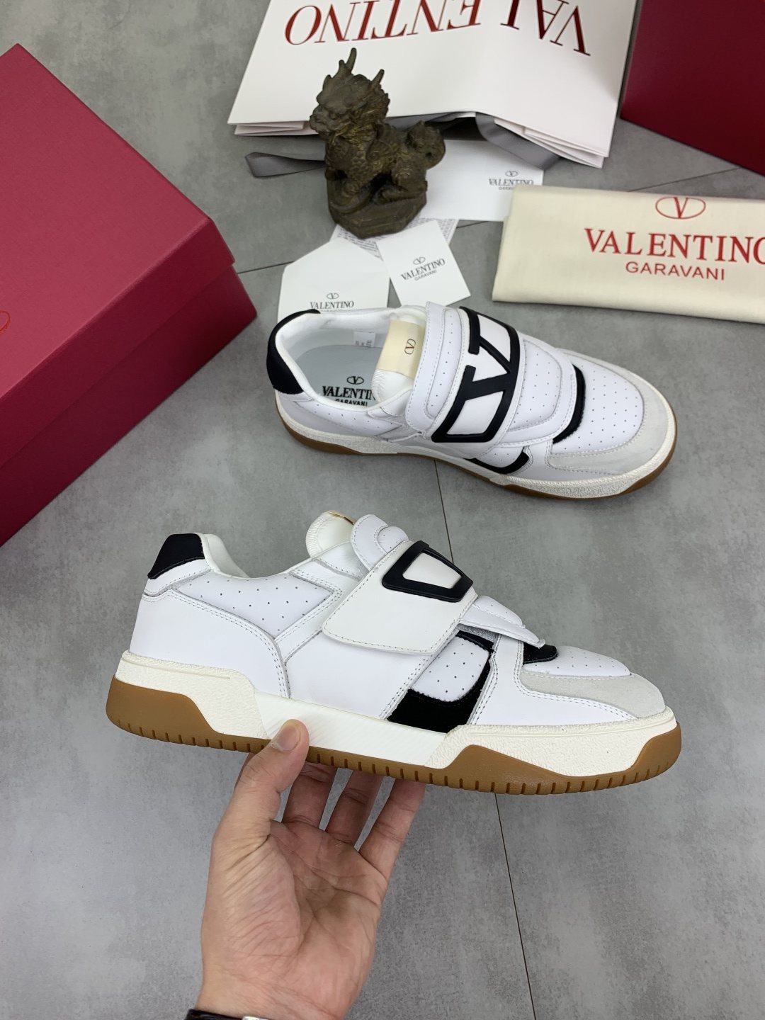 Valentino Double-Strap Low-Top Sneakers